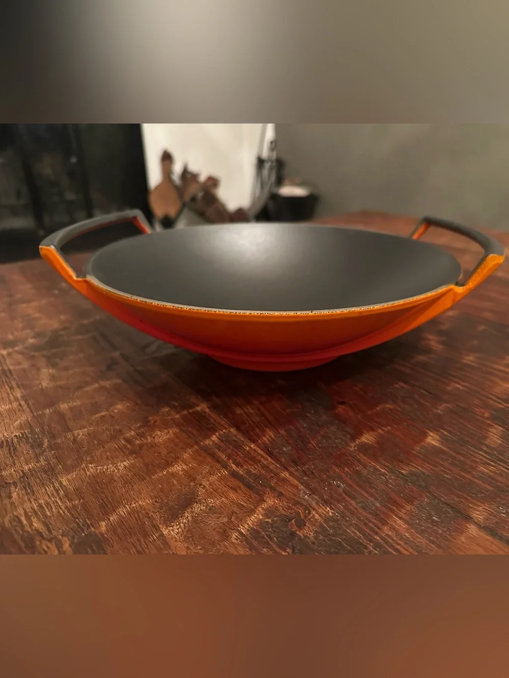 Le Creuset Orange Cast Iron Serving Wok